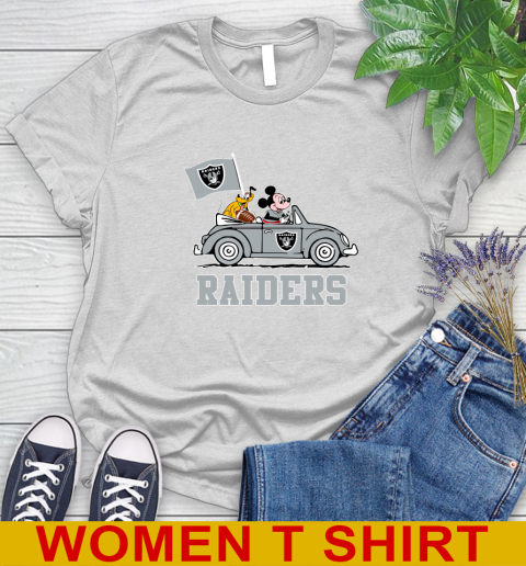 NFL Football Oakland Raiders Pluto Mickey Driving Disney Shirt Women's T-Shirt