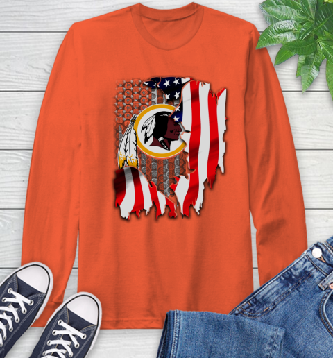 Washington Redskins NFL Football American Flag Long Sleeve T-Shirt 4