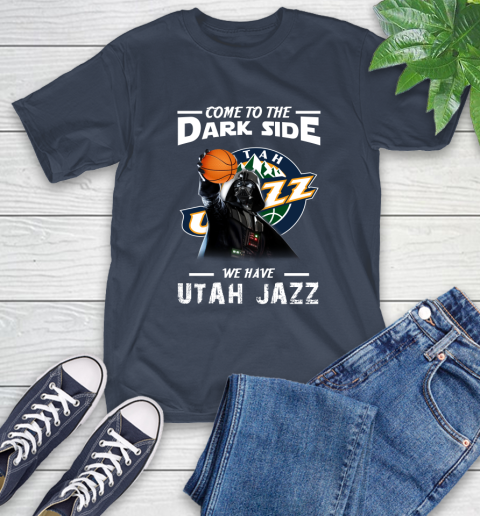 NBA Come To The Dark Side We Have Utah Jazz Star Wars Darth Vader Basketball T-Shirt 3