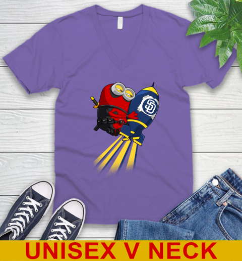 MLB Baseball San Diego Padres Deadpool Minion Marvel Shirt V-Neck T-Shirt 8