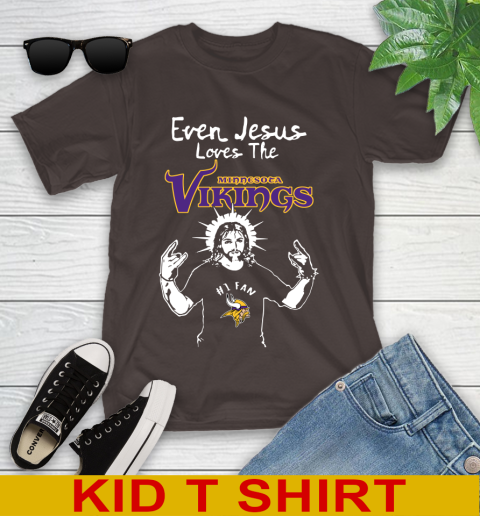 Minnesota Vikings NFL Football Even Jesus Loves The Vikings Shirt Youth T-Shirt 6