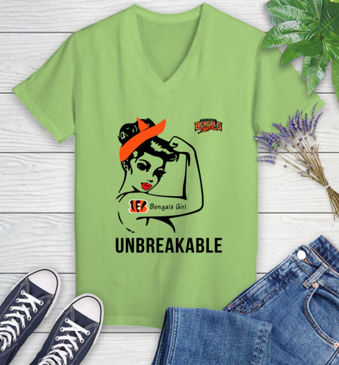 NFL Cincinnati Bengals Girl Unbreakable Football Sports Women's V-Neck T-Shirt 6