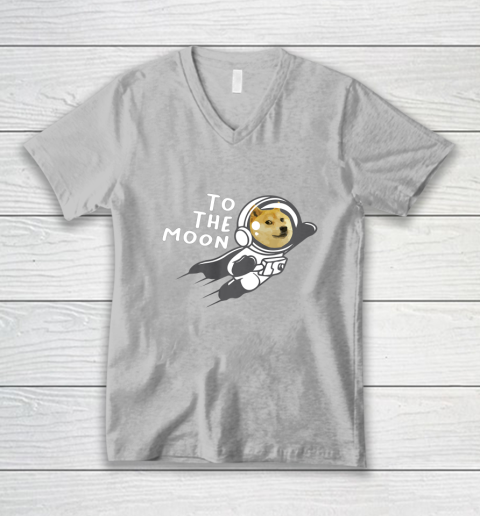 Dogecoin to the Moon Shirt Hodl Doge Coin Crypto Currency V-Neck T-Shirt 3