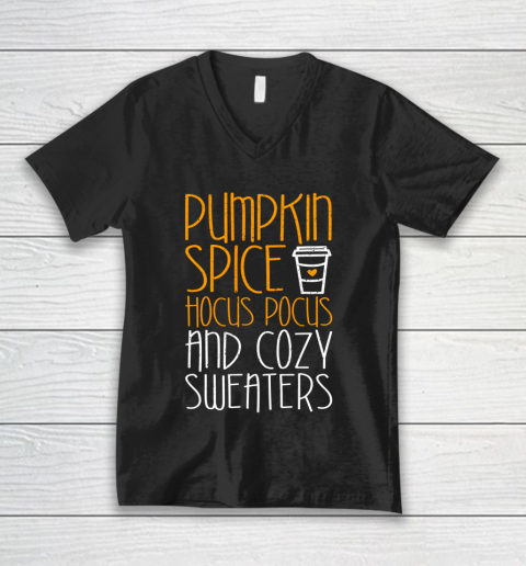 Pumpkin Spice Hocus Pocus And Cozy V-Neck T-Shirt