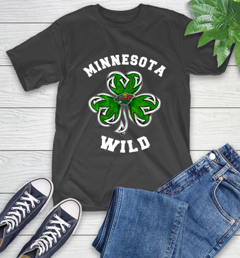 NHL Minnesota Wild Three Leaf Clover St Patrick's Day Hockey Sports T-Shirt