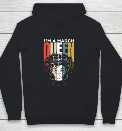 Queens are Born in March Retro Birthday Girl Shirt Vintage Youth Hoodie