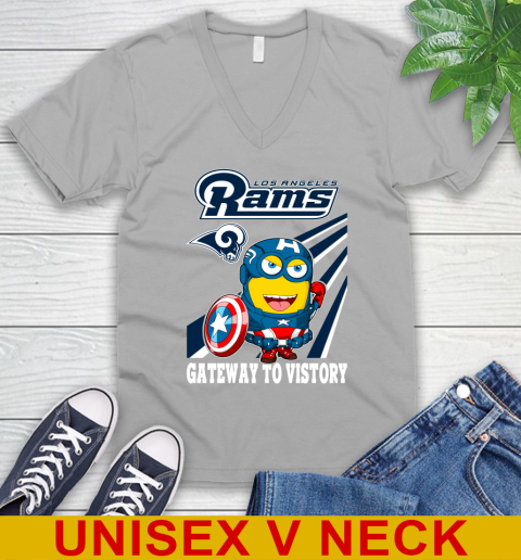 NFL Football Los Angeles Rams Captain America Marvel Avengers Minion Shirt V-Neck T-Shirt 3