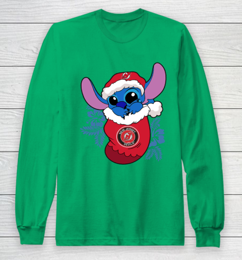 New Jersey Devils Christmas Stitch In The Sock Funny Disney NHL Long Sleeve T-Shirt 19