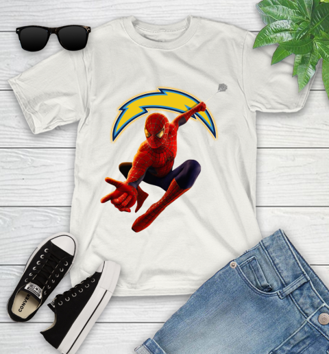 NFL Spider Man Avengers Endgame Football Los Angeles Chargers Youth T-Shirt