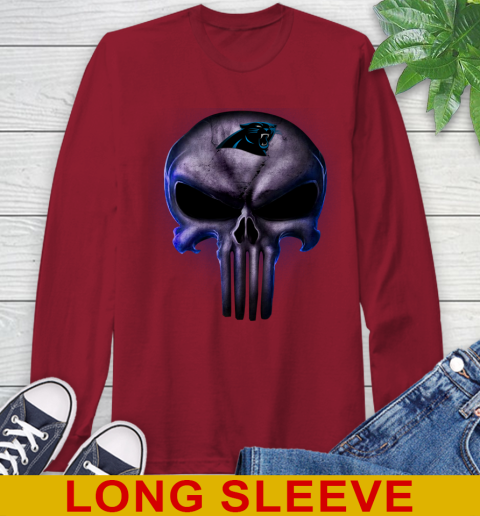 Carolina Panthers NFL Football Punisher Skull Sports Long Sleeve T-Shirt 9