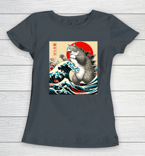 Catzilla Cat Japanese Art Funny Cat Women's T-Shirt 3