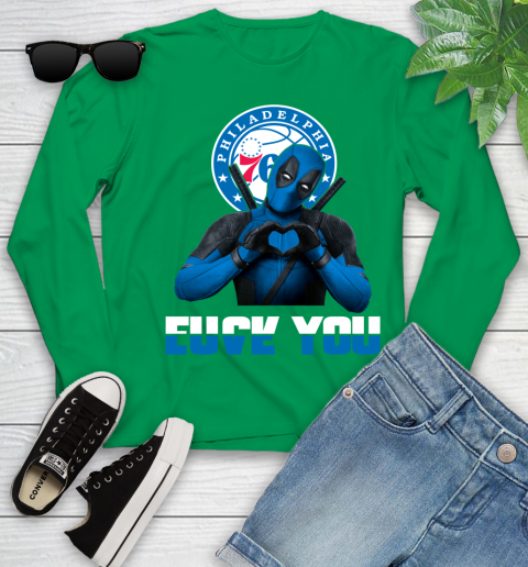 NBA Philadelphia 76ers Deadpool Love You Fuck You Basketball Sports Youth Long Sleeve 7