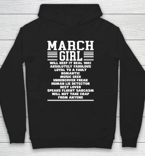 March Girl Facts Gift Funny Birthday Gifts Queen Women Girls Hoodie