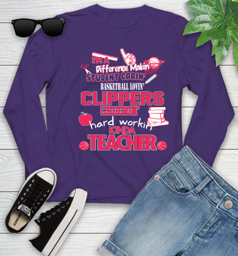 LA Clippers NBA I'm A Difference Making Student Caring Basketball Loving Kinda Teacher (1) Youth Long Sleeve 4
