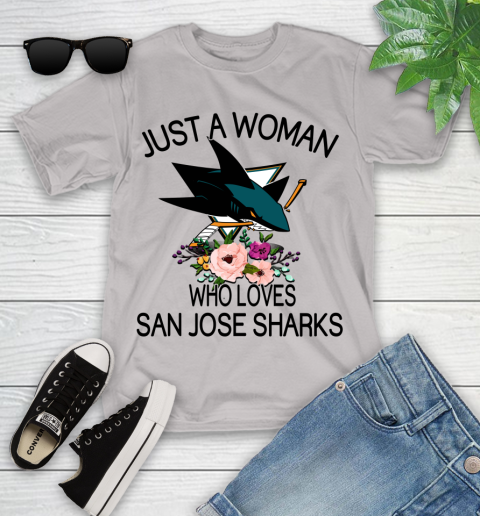 NHL Just A Woman Who Loves San Jose Sharks Hockey Sports Youth T-Shirt 10