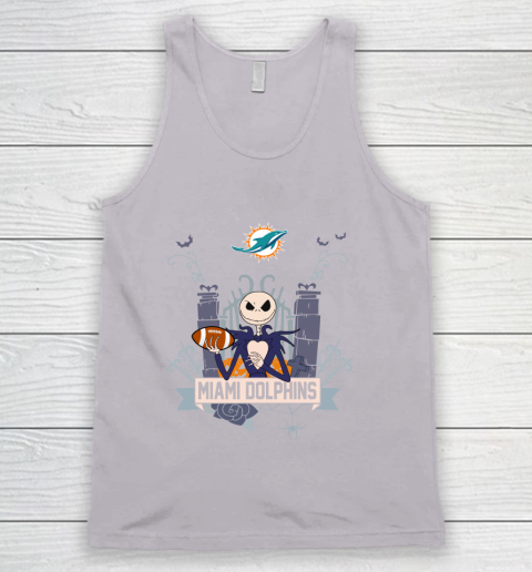 NFL Miami Dolphins Football Jack Skellington Halloween Tank Top 3