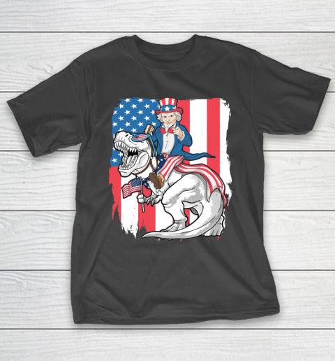 Independence Day Uncle Sam Riding Dinosaur 4th Of July T Rex Amerisaurus Rex T-Shirt