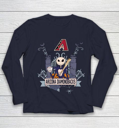 MLB Arizona Diamondbacks Baseball Jack Skellington Halloween Youth Long Sleeve 2