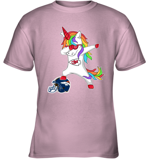 Football Dabbing Unicorn Steps On Helmet Kansas City Chiefs Youth T-Shirt 