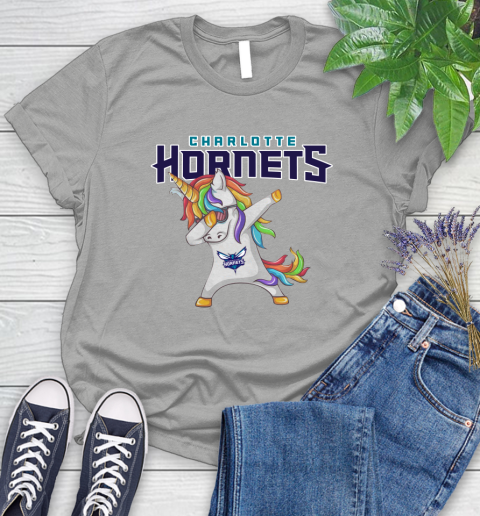 Charlotte Hornets NBA Basketball Funny Unicorn Dabbing Sports Women's T-Shirt 10