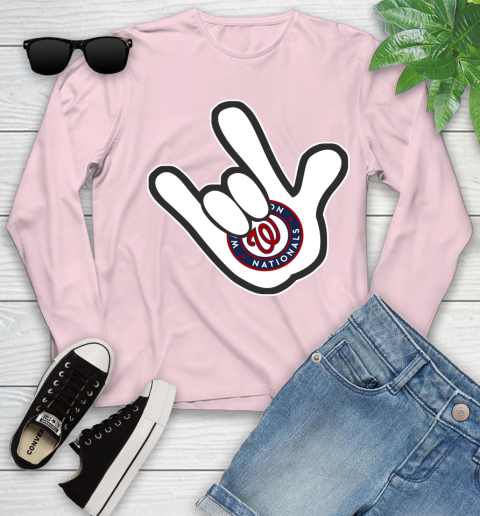 Washington Nationals MLB Baseball Mickey Rock Hand Disney Youth Long Sleeve 10