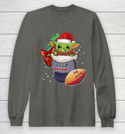 Tampa Bay Buccaneers Christmas Baby Yoda Star Wars Funny Happy NFL Long Sleeve T-Shirt 8