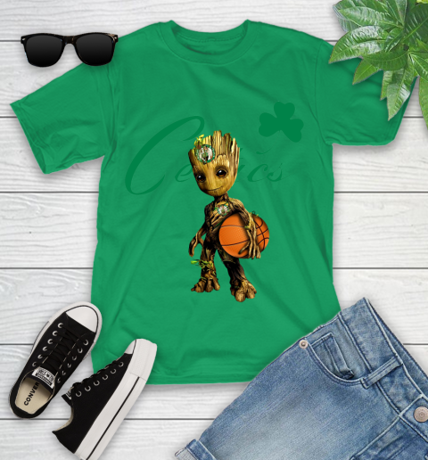 Boston Celtics NBA Basketball Groot Marvel Guardians Of The Galaxy Youth T-Shirt 6