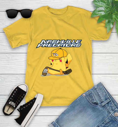 NHL Pikachu Hockey Sports Nashville Predators Youth T-Shirt 8