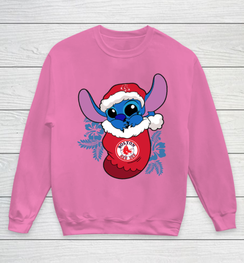 Boston Red Sox Christmas Stitch In The Sock Funny Disney MLB Youth Sweatshirt 7