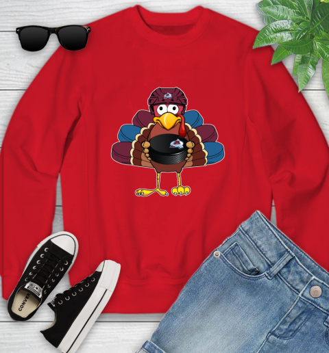 Colorado Avalanche Turkey Thanksgiving Day Youth Sweatshirt 9