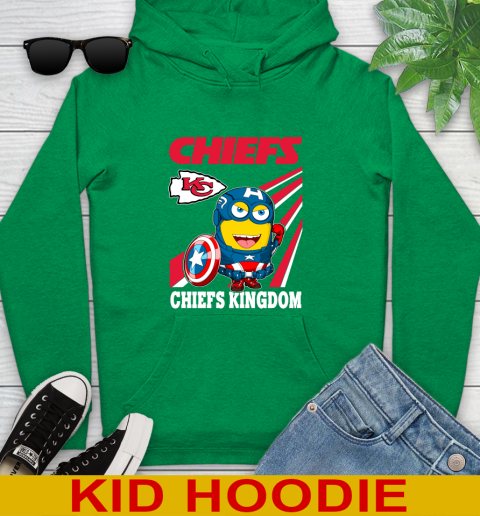 NFL Football Kansas City Chiefs Captain America Marvel Avengers Minion Shirt Youth Hoodie - Image 9