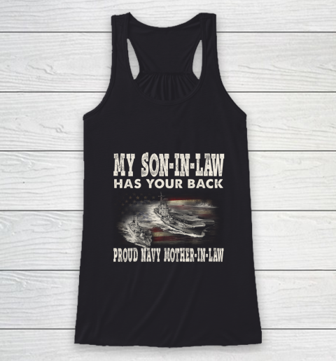 Proud Navy Mother In Law My Son In Law Has Your Back Gift Racerback Tank