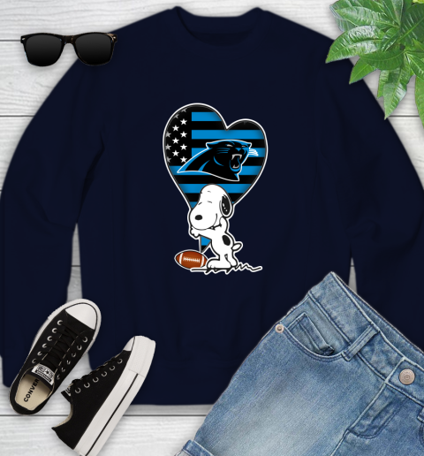 Carolina Panthers NFL Football The Peanuts Movie Adorable Snoopy Youth Sweatshirt 3
