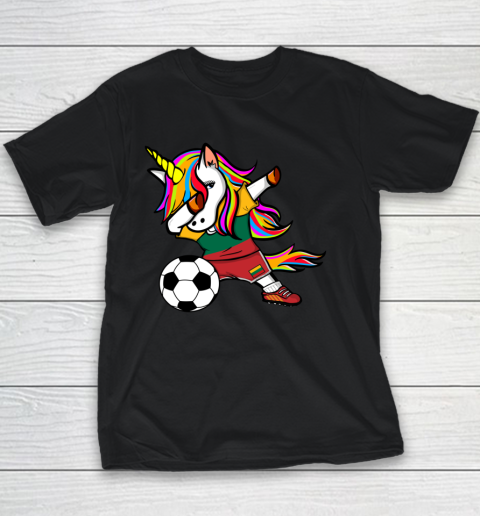 Dabbing Unicorn Lithuania Football Lithuanian Flag Soccer Youth T-Shirt