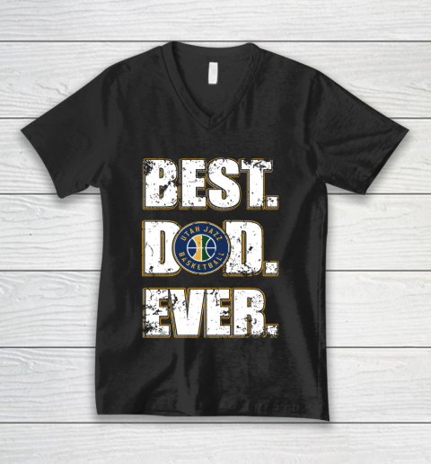 NBA Utah Jazz Basketball Best Dad Ever Family Shirt V-Neck T-Shirt