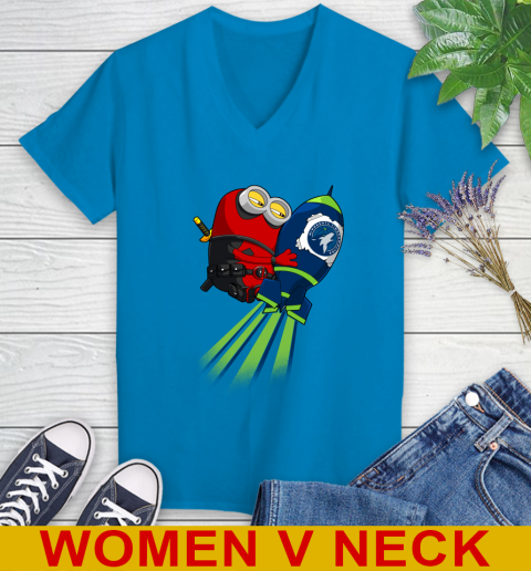NBA Basketball Minnesota Timberwolves Deadpool Minion Marvel Shirt Women's V-Neck T-Shirt 7