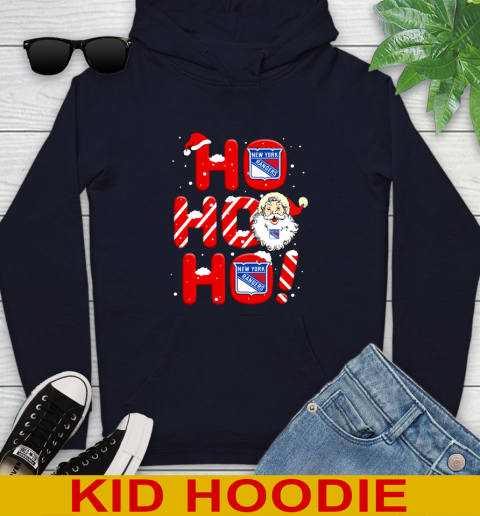 New York Rangers NHL Hockey Ho Ho Ho Santa Claus Merry Christmas Shirt Youth Hoodie 3