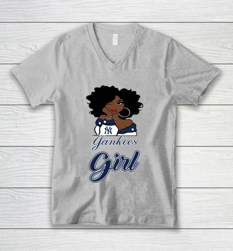 New York Yankeess Girl MLB V-Neck T-Shirt 4