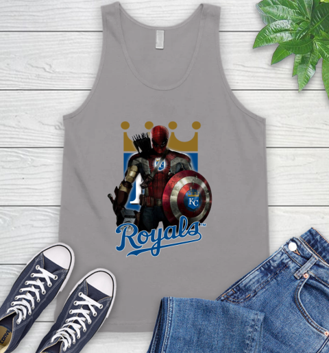 MLB Captain America Thor Spider Man Hawkeye Avengers Endgame Baseball Kansas City Royals Tank Top 4