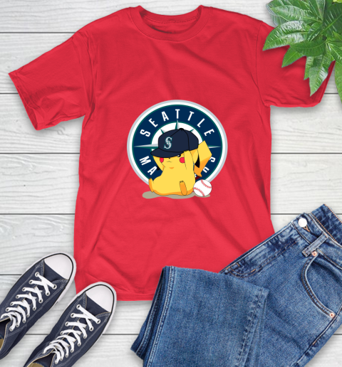 MLB Pikachu Baseball Sports Seattle Mariners T-Shirt 10