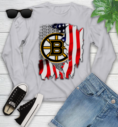 Boston Bruins NHL Hockey American Flag Youth Long Sleeve 6 Boston Bruins NHL Hockey American Flag Youth Long Sleeve - Image 6