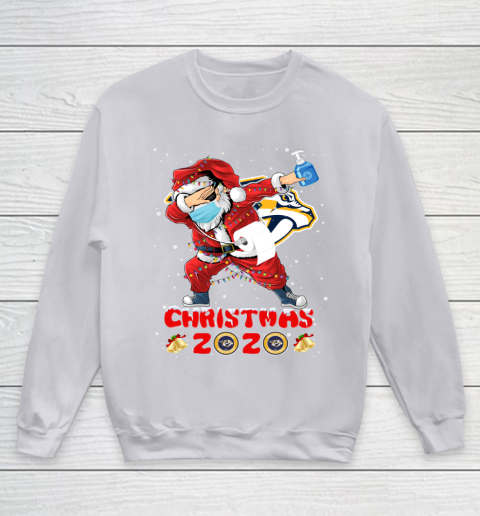Nashville Predators Funny Santa Claus Dabbing Christmas 2020 NHL Youth Sweatshirt 3
