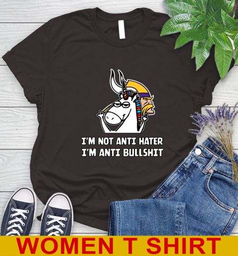 Minnesota Vikings NFL Football Unicorn I'm Not Anti Hater I'm Anti Bullshit Women's T-Shirt 8