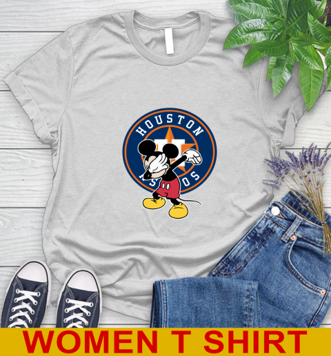 Houston Astros MLB Baseball Dabbing Mickey Disney Sports Women's T-Shirt