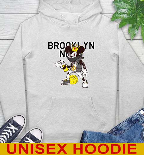 Brooklyn Nets NBA Basketball Mickey Peace Sign Sports Hoodie