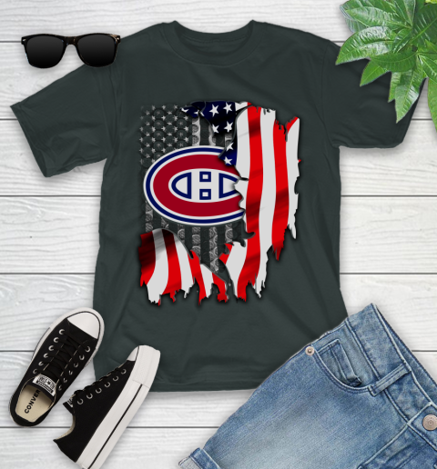 Montreal Canadiens NHL Hockey American Flag Youth T-Shirt 6