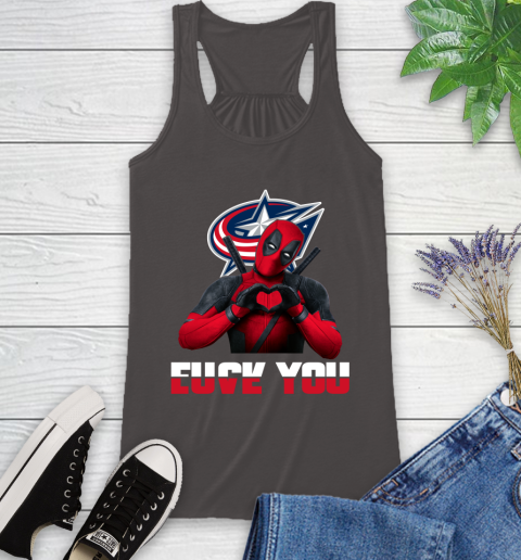 NHL Columbus Blue Jackets Deadpool Love You Fuck You Hockey Sports Racerback Tank 11