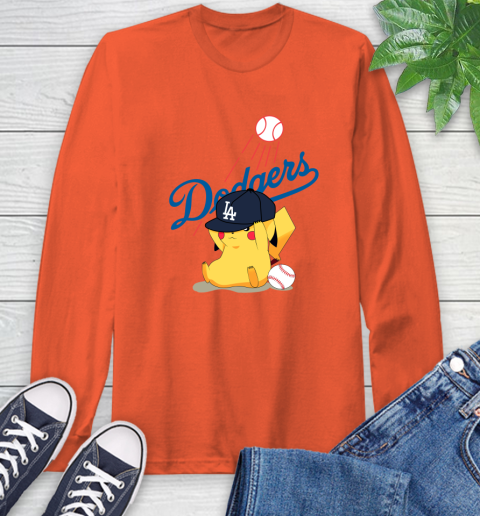 MLB Pikachu Baseball Sports Los Angeles Dodgers Long Sleeve T-Shirt 5