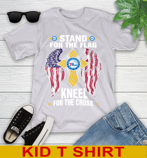 NBA Basketball Philadelphia 76ers Stand For Flag Kneel For The Cross Shirt Youth T-Shirt 4