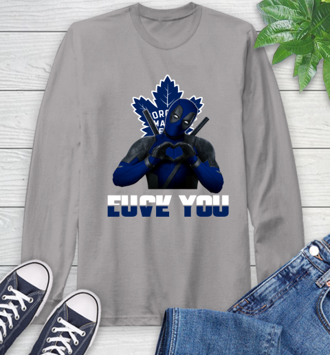 NHL Toronto Maple Leafs Deadpool Love You Fuck You Hockey Sports Long Sleeve T-Shirt 6